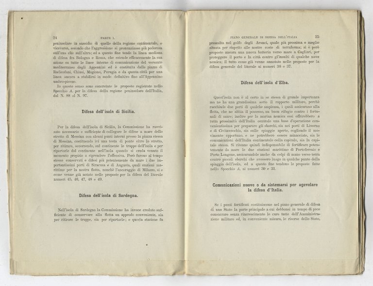 Relazione a corredo del piano generale di difesa dell'Italia presentato …
