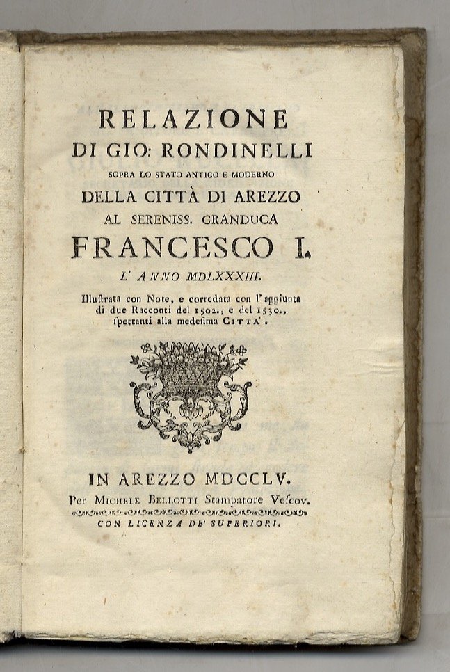 Relazione di Gio. Rondinelli sopra lo stato antico e moderno … | Immagine principale