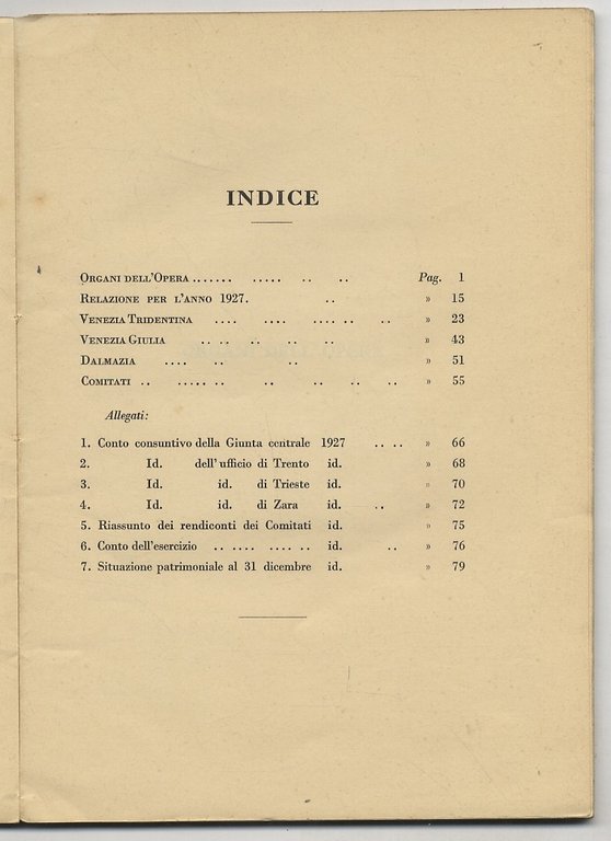Relazione e rendiconto. 1927.