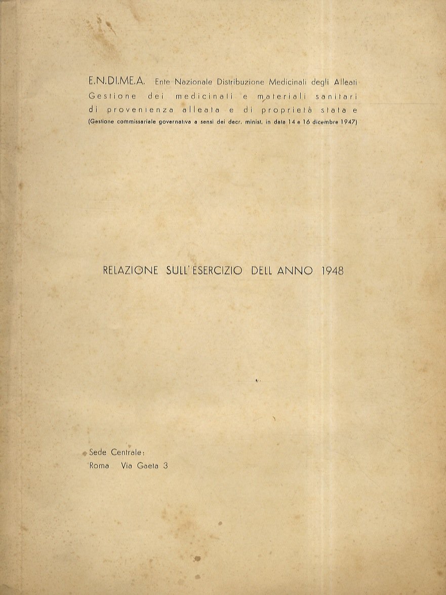 Relazione sull'esercizio dell'anno 1948.
