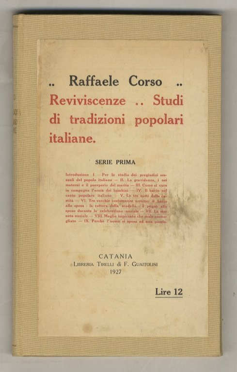 Reviviscenze. Studi di tradizioni popolari italiane. Serie Prima. (Per lo … | Immagine Gallery 3