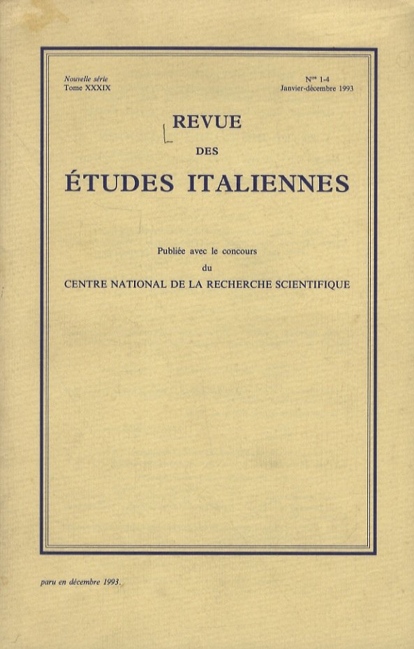 REVUE des Etudes Italiennes. Publiée avec le concours du Centre …