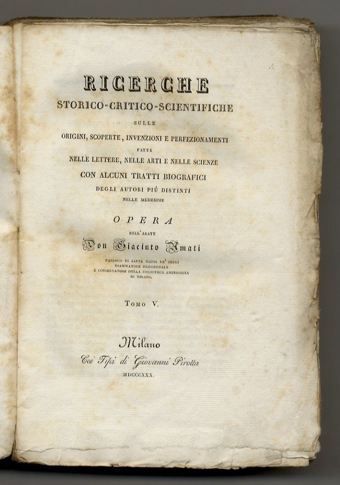 Ricerche storico - critiche - scientifiche sulle origini, scoperte, invenzioni … | Immagine principale