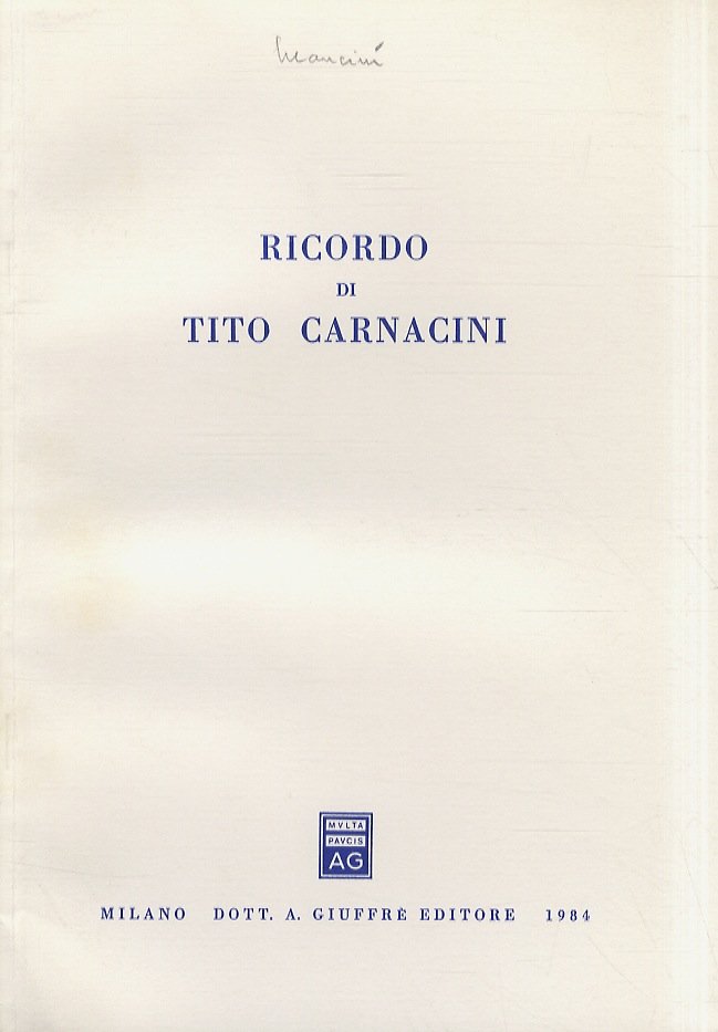 Ricordo di Tito Carnacini.