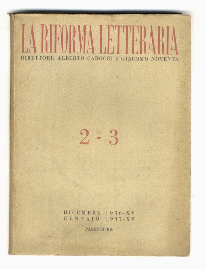 Riforma (La) Letteraria. Rivista mensile diretta da Alberto Carocci e … | Immagine principale