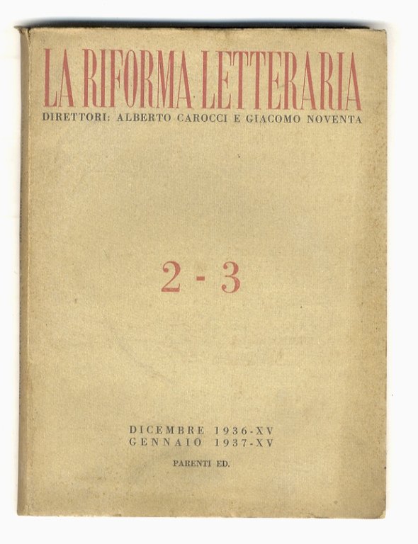 Riforma (La) Letteraria. Rivista mensile diretta da Alberto Carocci e … | Immagine Gallery 1