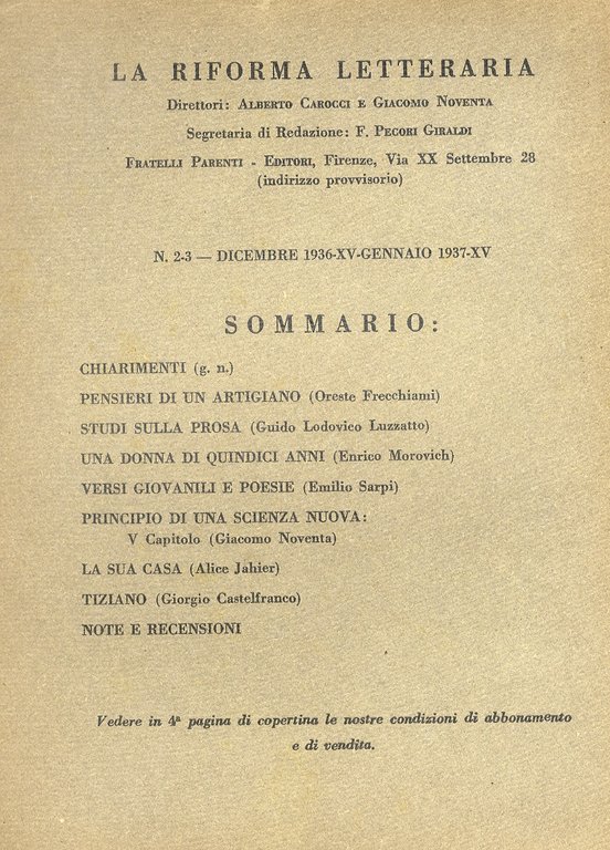 Riforma (La) Letteraria. Rivista mensile diretta da Alberto Carocci e … | Immagine Gallery 2