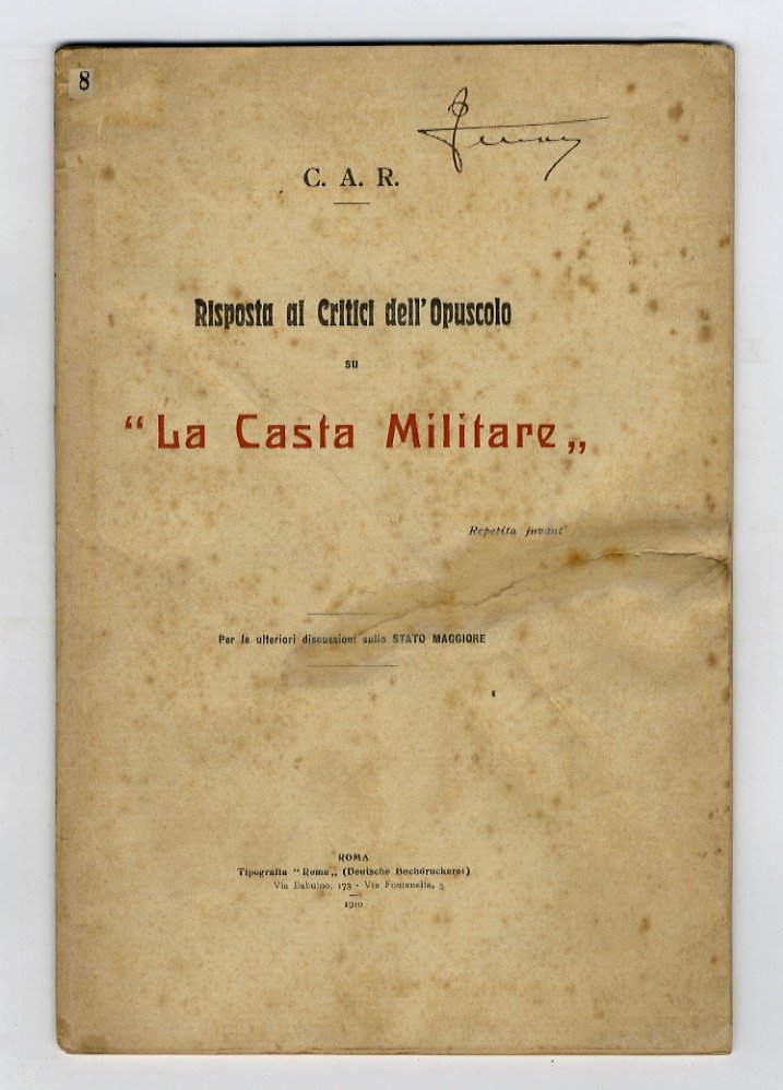 Risposta ai critici dell'Opuscolo de La Casta Militare. Per le … | Immagine principale
