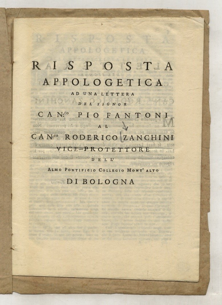 Risposta appologetica [sic] ad una lettera del signor can.co Pio …