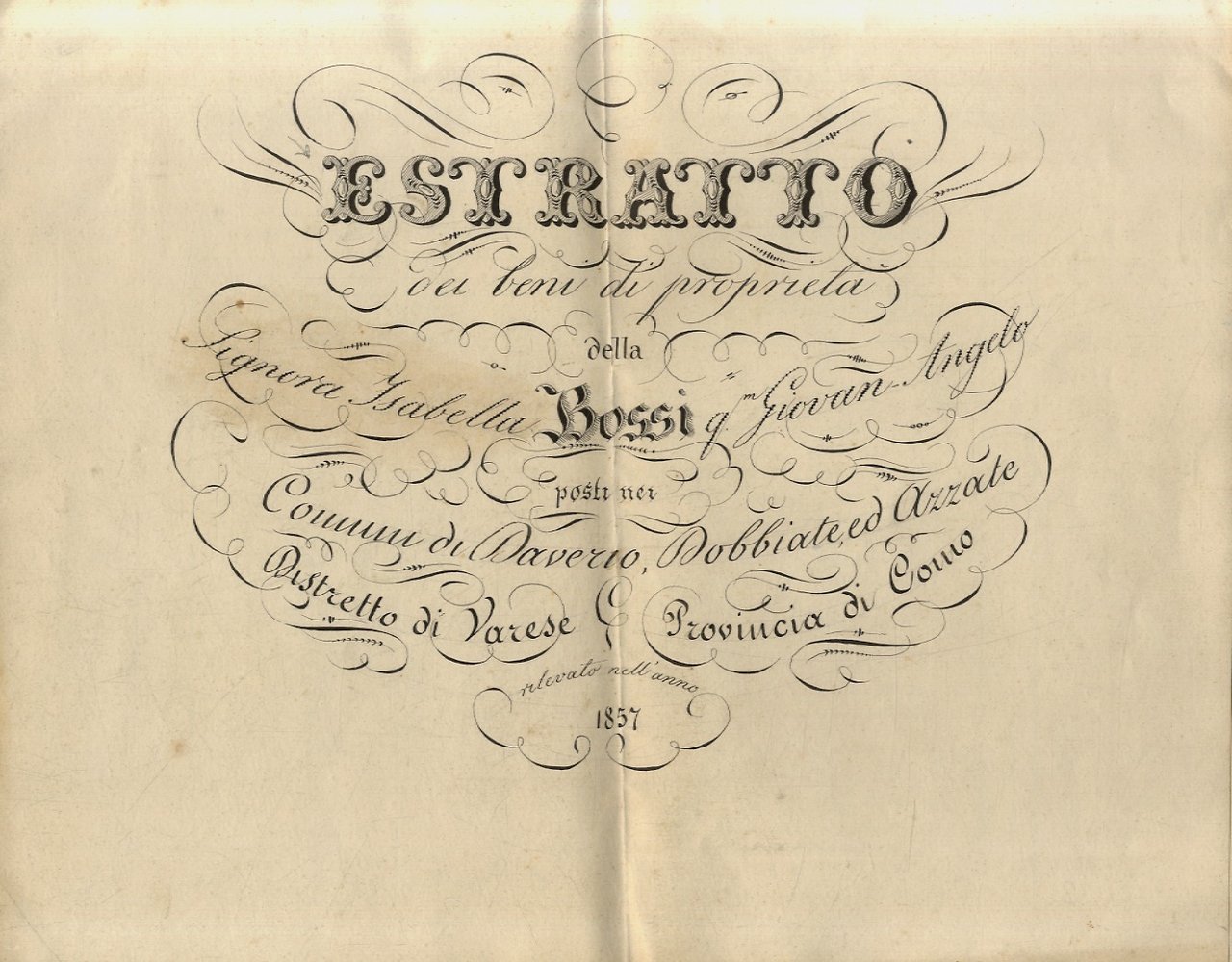 RISTRETTO dei beni di proprietà della Signora Isabella Bossi [.] …