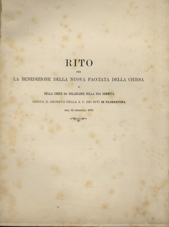 Rito per la benedizione della nuova facciata della chiesa e …