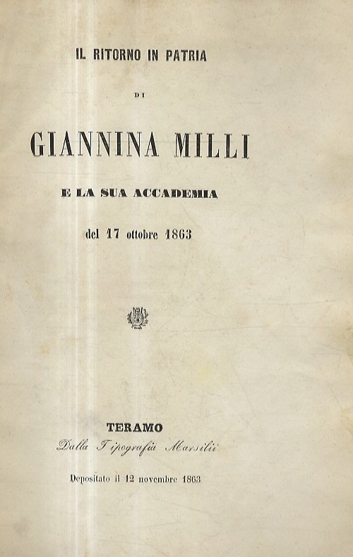 RITORNO (IL) di Giannina Milli e la sua accademia del …