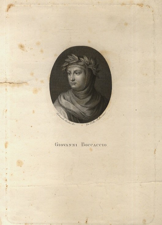 Ritratto di Giovanni Boccaccio, inciso in rame, in ovale.