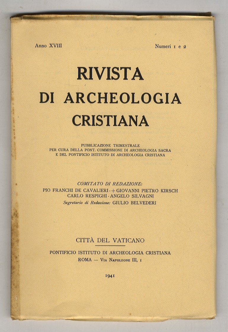 RIVISTA di archeologia cristiana. Pubblicazione trimestrale per cura della Pont. …