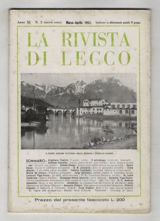 RIVISTA di Lecco. Anno XI. 1952. Nn. 1 (gennaio), 2 …