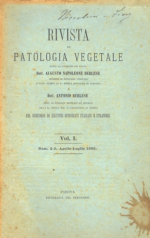 RIVISTA di patologia vegetale, sotto la direzione dei proff. Dott. …