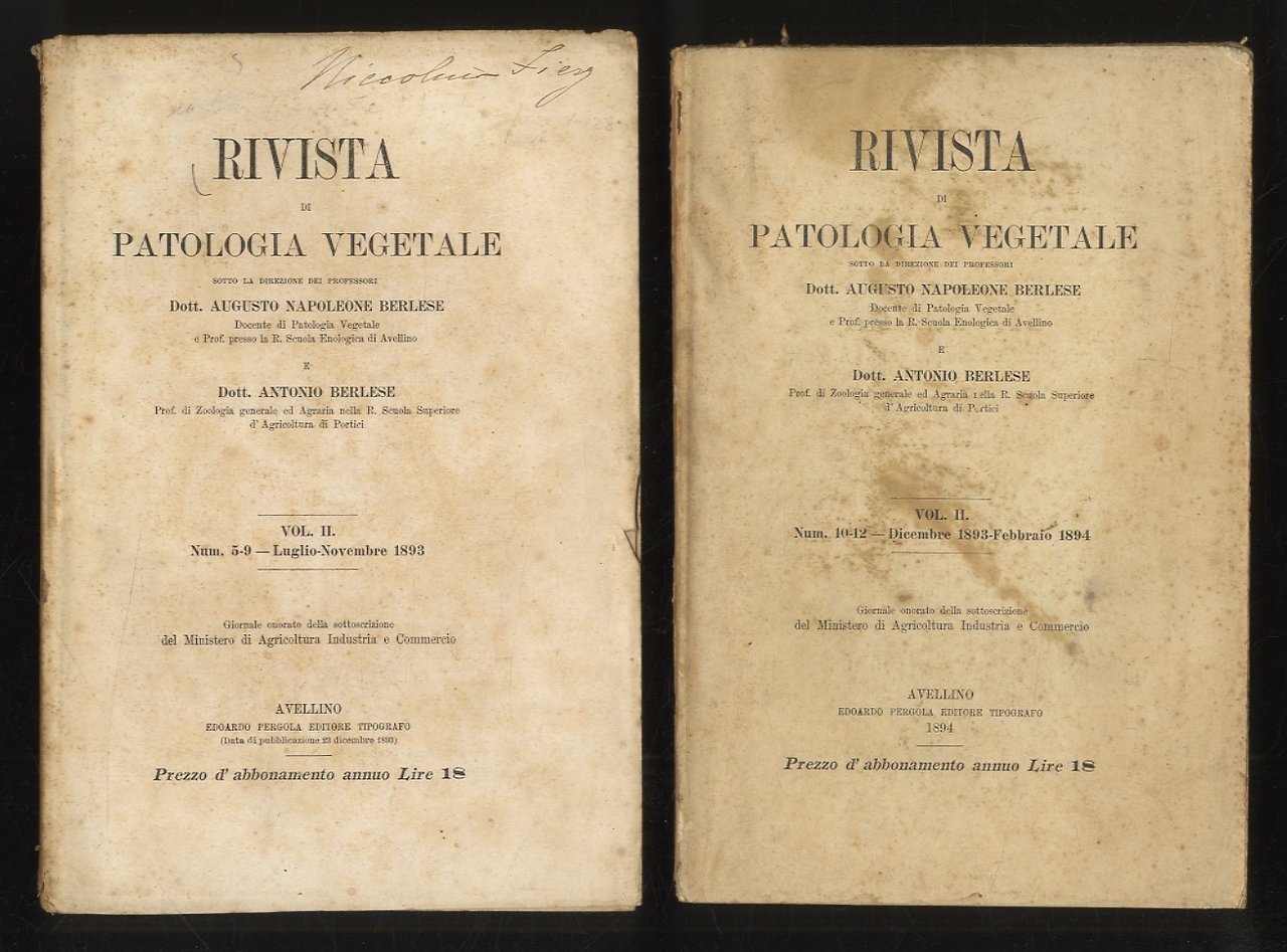 RIVISTA di patologia vegetale, sotto la direzione dei proff. Dott. …