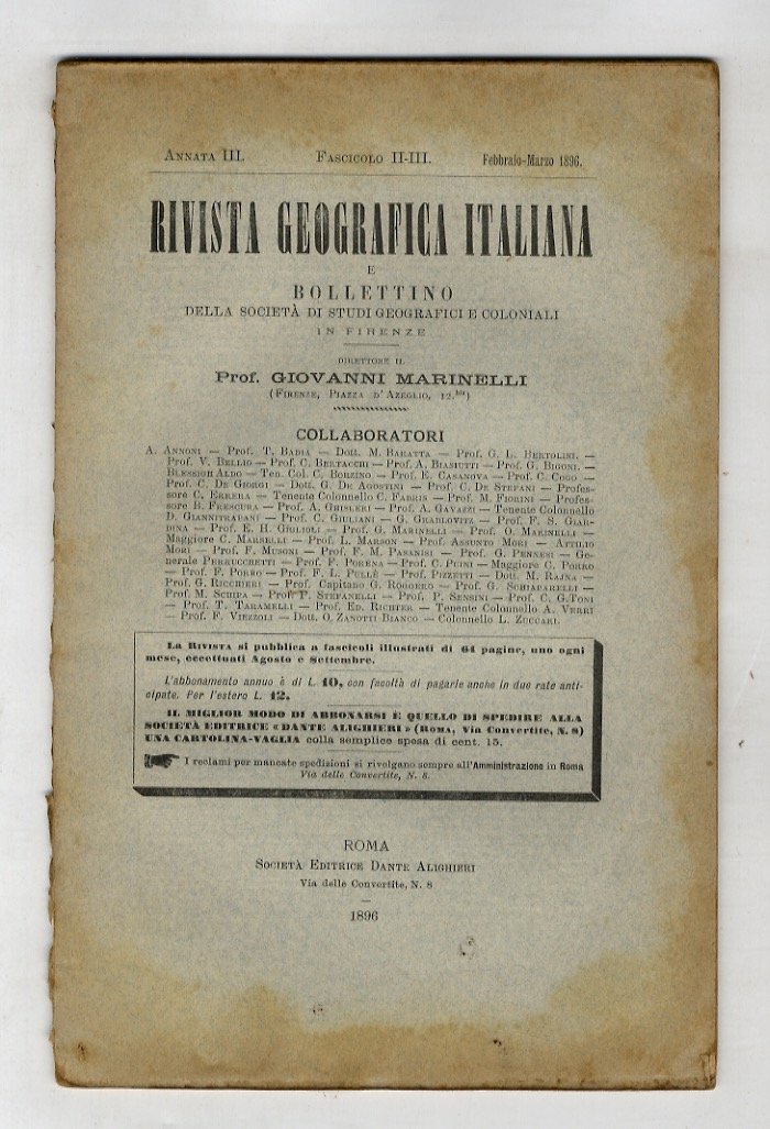 RIVISTA Geografica Italiana e bollettino della Società di Studi Geografici …