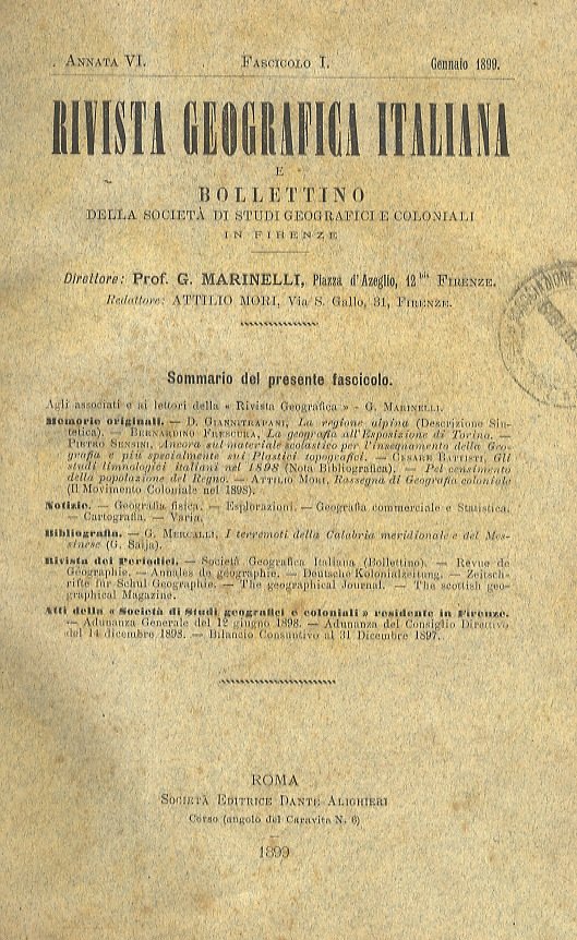 RIVISTA Geografica Italiana e Bollettino della 'Società di Studi Geografici …