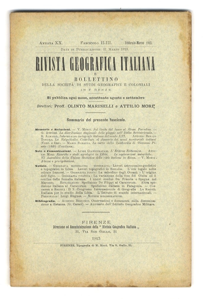 RIVISTA Geografica Italiana e bollettino della Società di Studi Geografici …