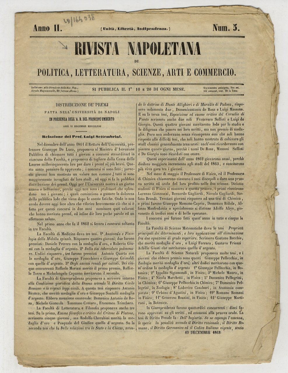 RIVISTA napoletana di politica, letteratura, scienze, arti e commercio. Anno …