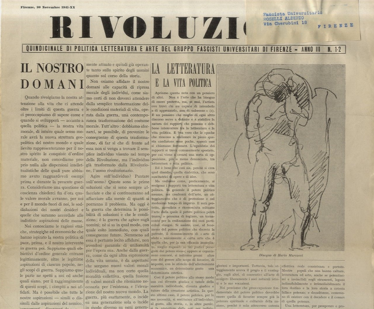 Rivoluzione. Quindicinale di politica, letteratura e arte del Gruppo Fascisti …