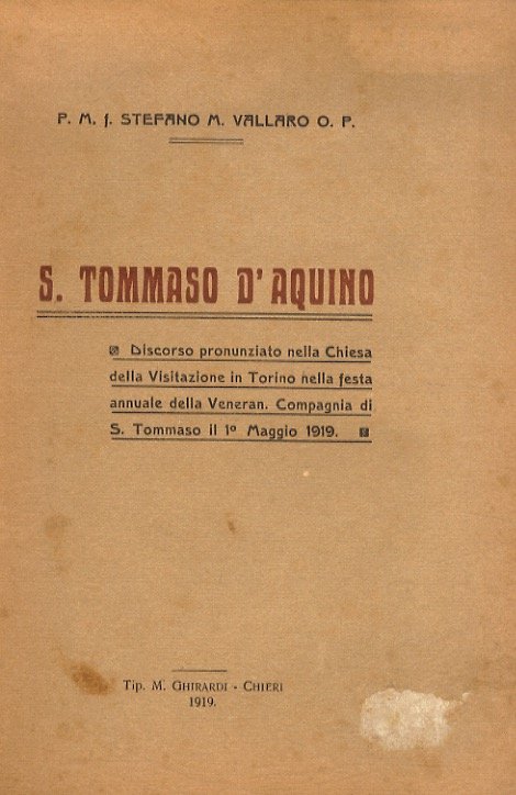 S. Tommaso d'Aquino. Discorso pronunziato nella Chiesa della Visitazione in …