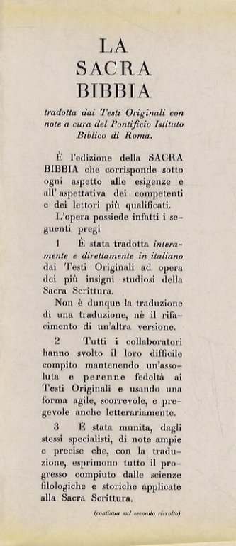 SACRA (LA) Bibbia. Tradotta dai testi originali con note a …