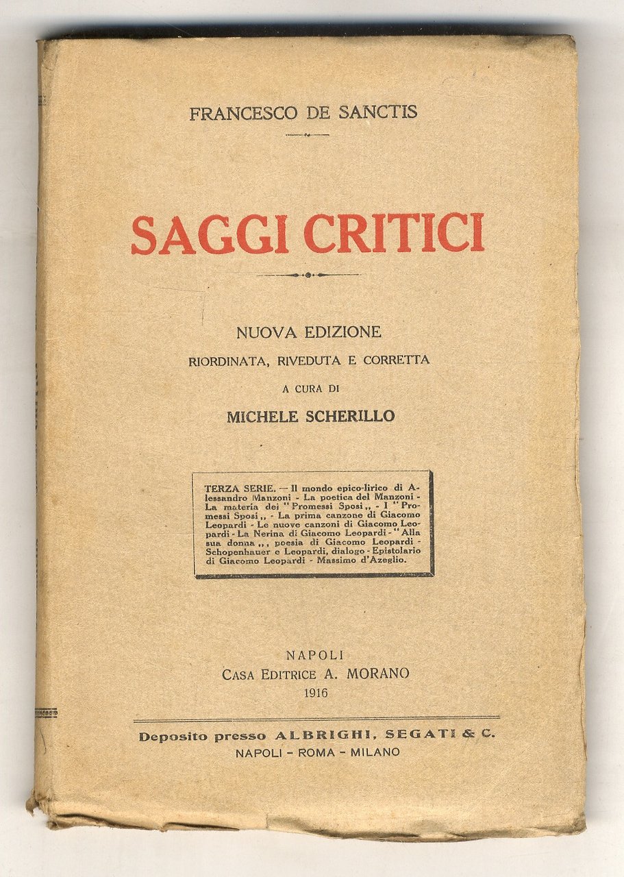 Saggi critici. Nuova edizione riordinata, accresciuta e corretta a cura …