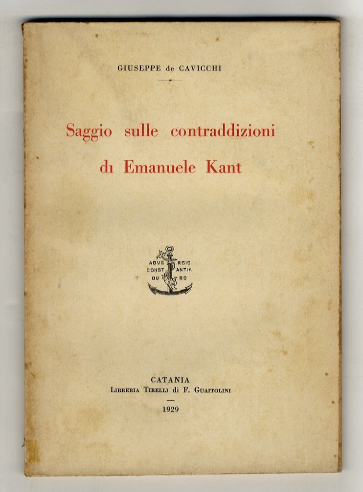 Saggio sulle contraddizioni di Emanuele Kant.