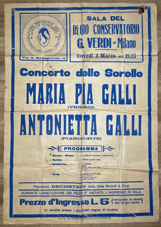 SALA del Regio Conservatorio G. Verdi, Milano. Giovedì 3 marzo …