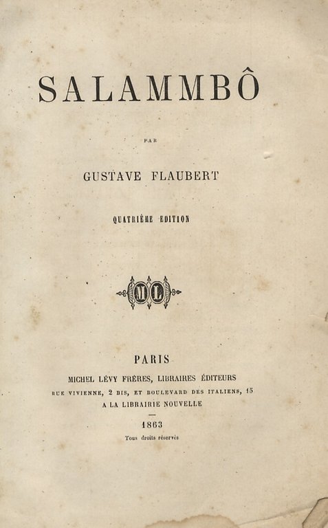 Salammbô. Quatrième édition.