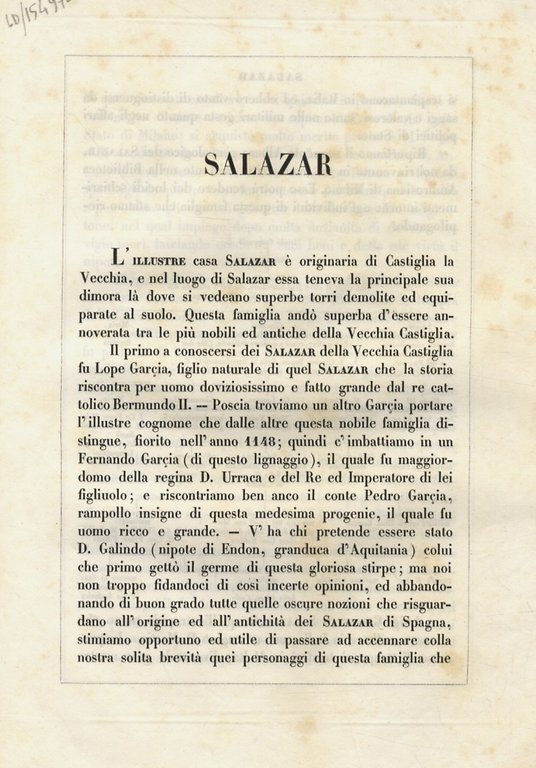 SALAZAR di Milano e di Spagna.