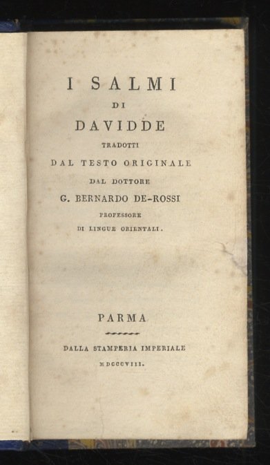 SALMI (I) di Davidde tradotti dal testo originale dal dottore … | Immagine principale