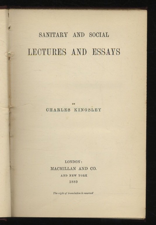 Sanitary and Social Lectures and Essays.