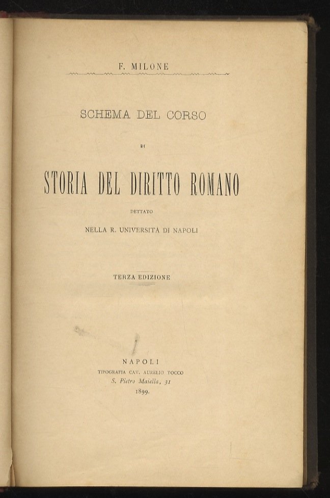Schema del corso di storia del diritto romano dettato nella …