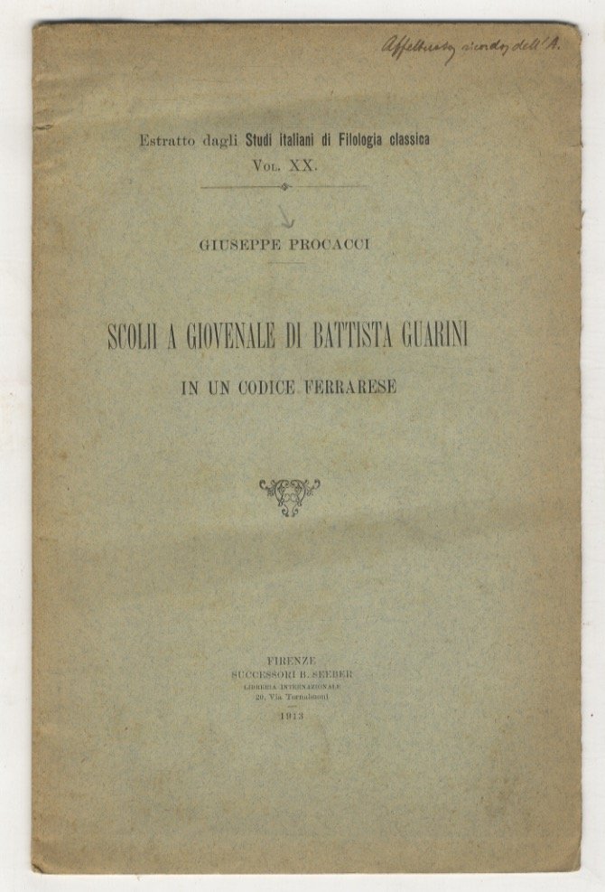 Scolii a Giovenale di Battista Guarini in un codice ferrarese.