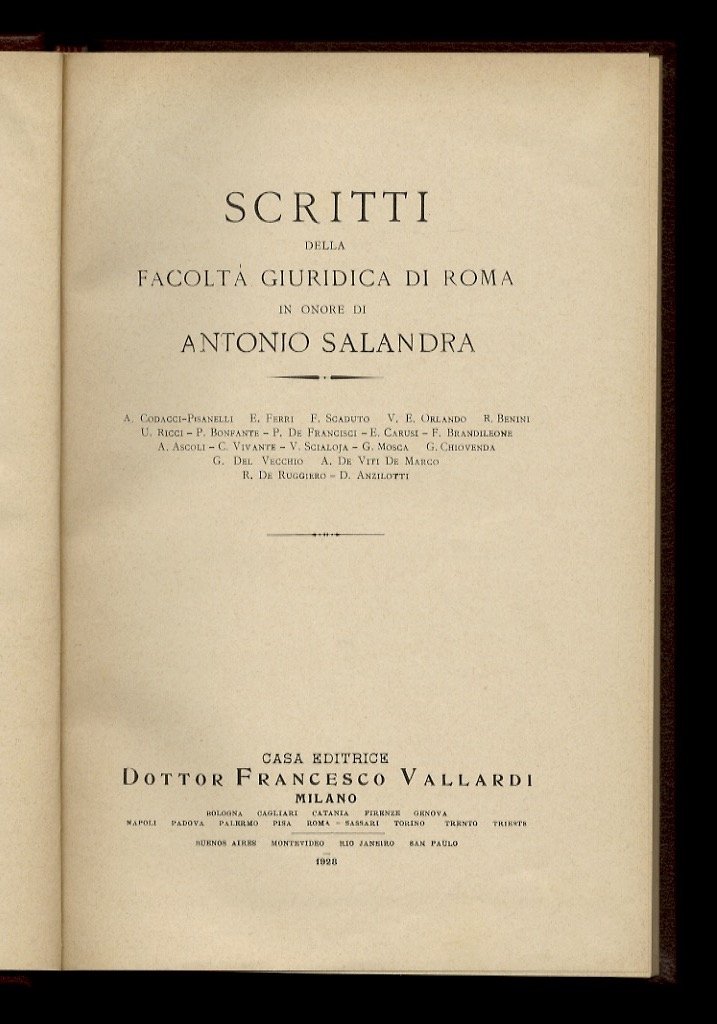 Scritti della Facoltà Giuridica di Roma in onore di Antonio …