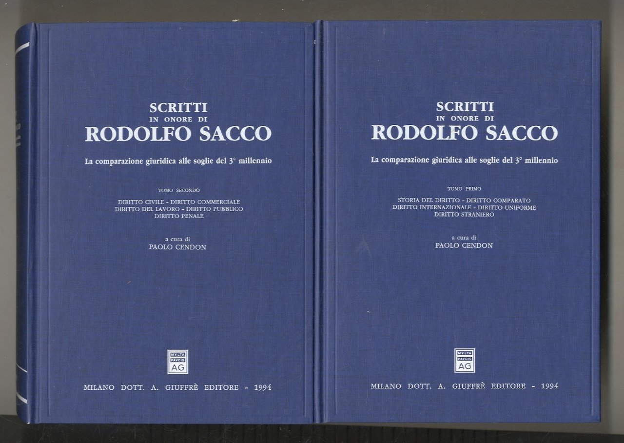 Scritti in onore di Rodolfo Sacco. La comparazione giuridica alle …