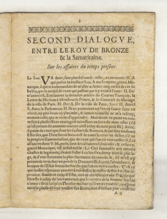 Second Dialogue entre le Roy de Bronze et la Samaritaine, …
