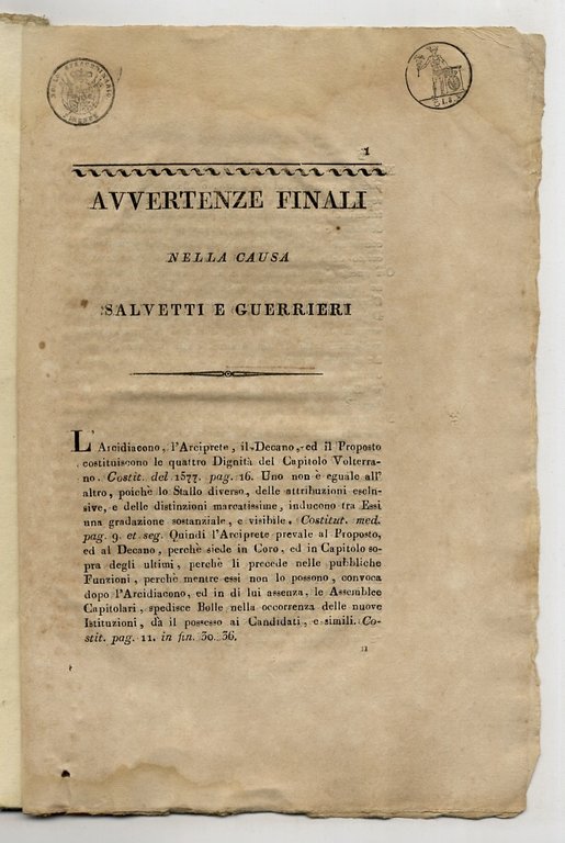 Sentenza del dì 30 settembre 1817, preferita dall'illustriss. sig. commissario …