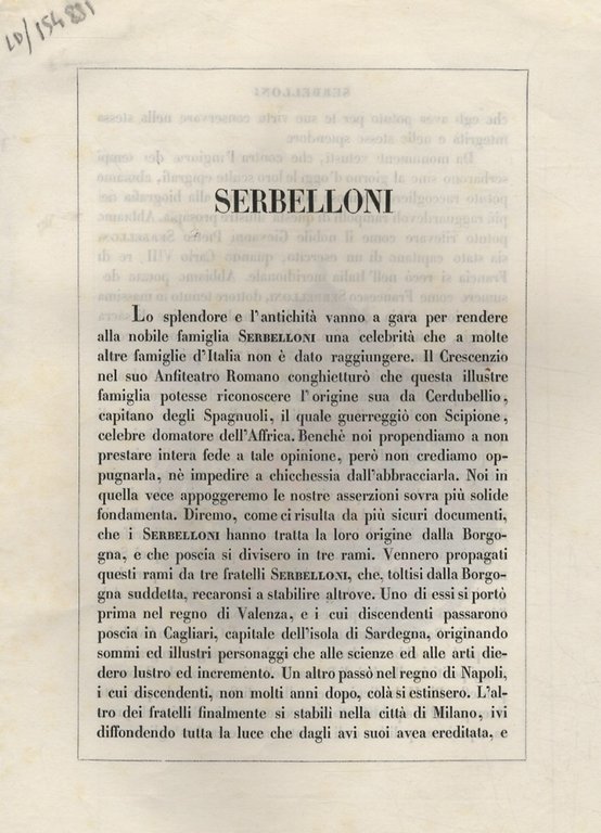 SERBELLONI di Milano.