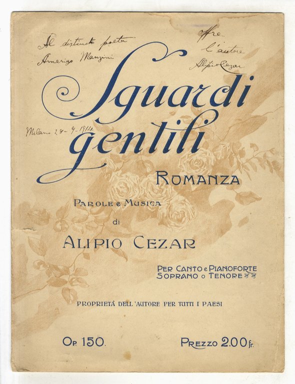 Sguardi gentili. Romanza. Parole e musica di Alipio Cezar. Per …