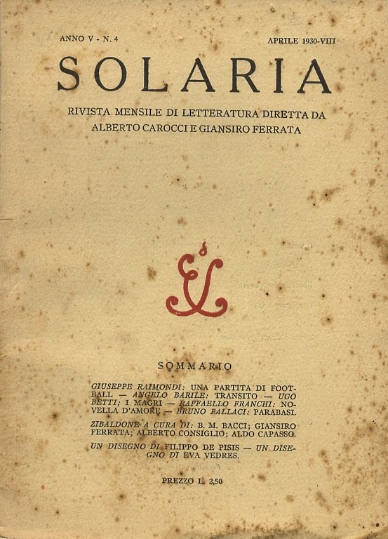 Solaria. [Rivista] Anno V. N. 4. Aprile 1930. | Immagine principale