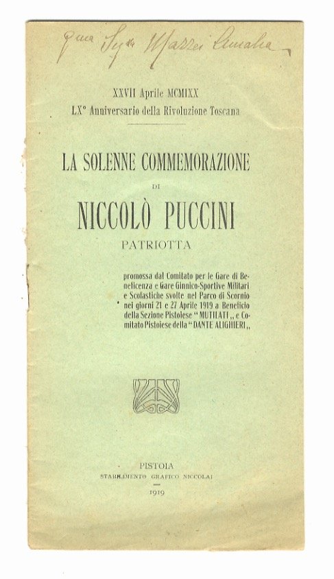 SOLENNE (LA) commemorazione di Niccolò Puccini, patriotta. | Immagine principale