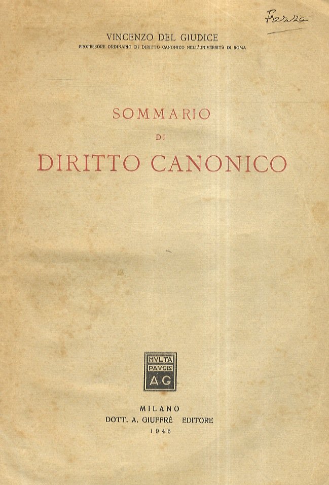 Sommario di diritto canonico.