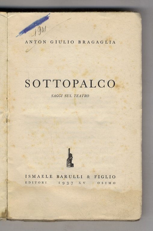 Sottopalco. Saggi sul teatro.