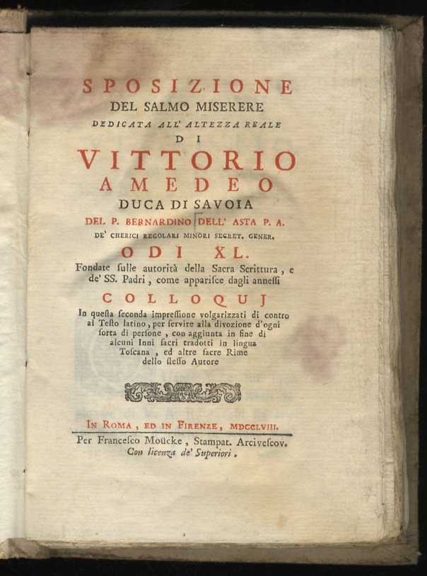 Sposizione del Salmo Miserere… Odi XL. Fondate sulle autorità della …