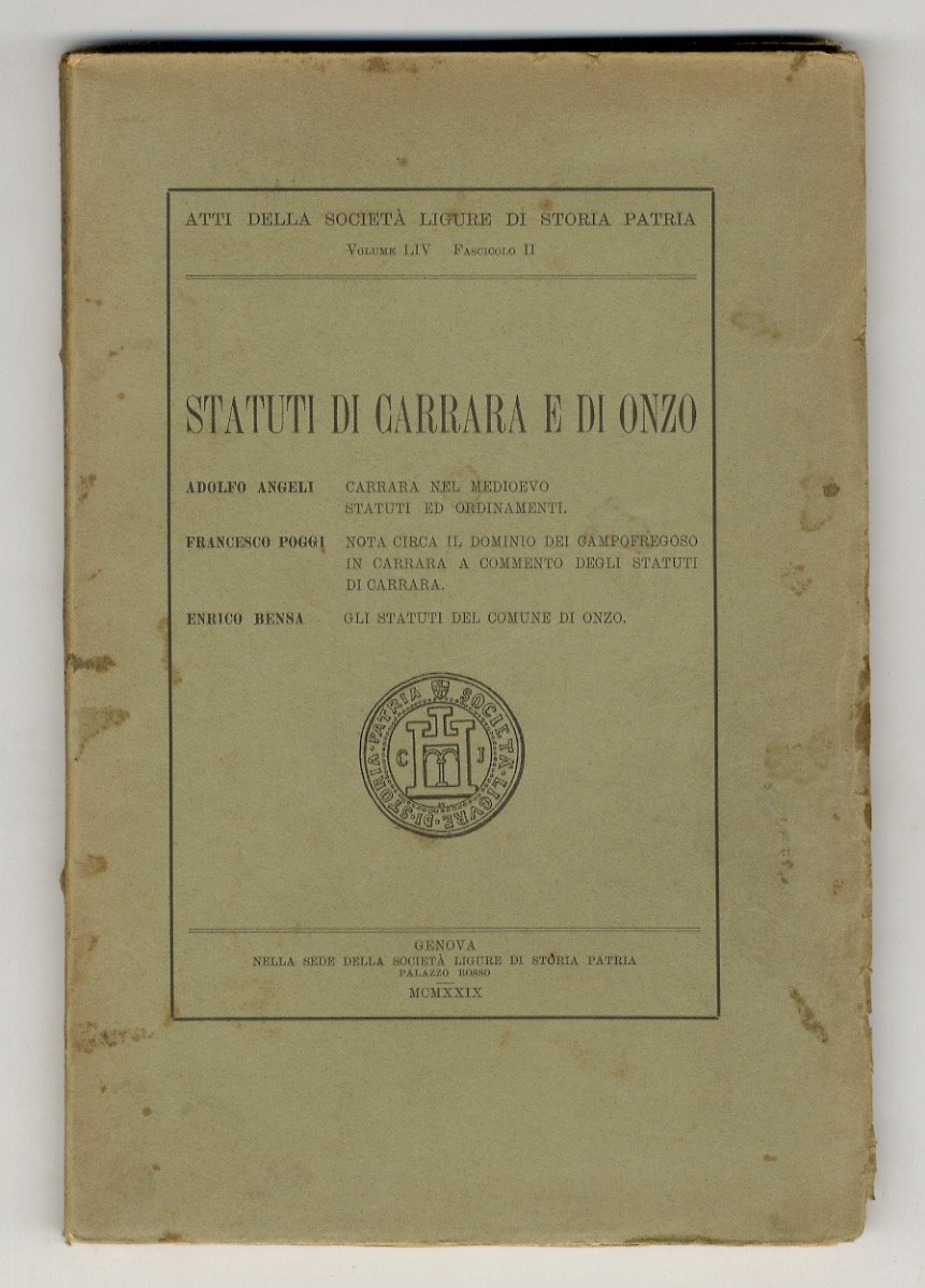 STATUTI di Carrara e di Onzo. Adolfo Angeli: Carrara nel …