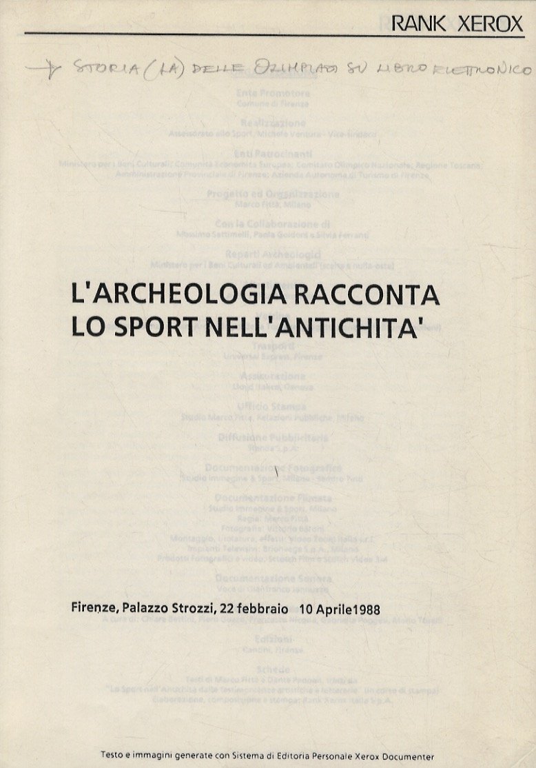 Storia (La) delle Olimpiadi su libro elettronico. (Pubblicato dalla Rank …